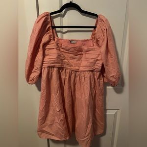 Pink Abercrombie Emerson Ruched Puff Sleeve Mini Dress